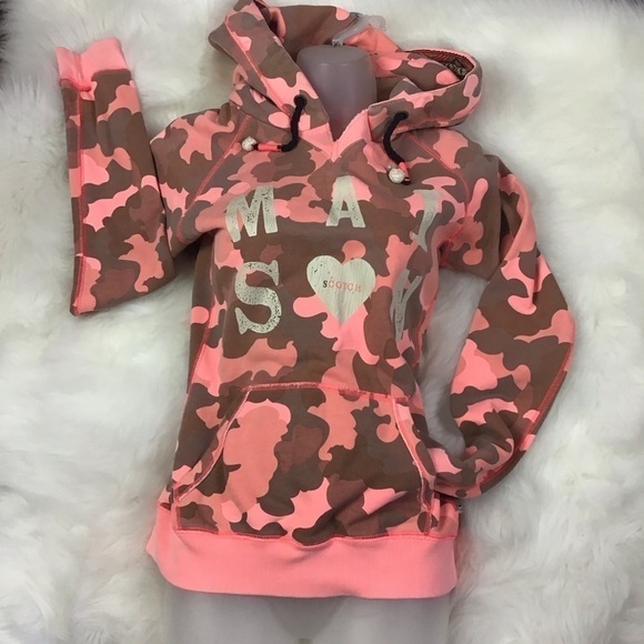 MAISON Scotch Pink Camo Hoodie Sweatshirt with Skull Ties Size Small - Picture 5 of 11
